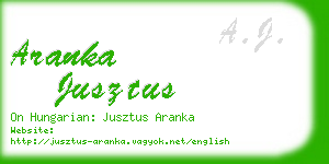 aranka jusztus business card